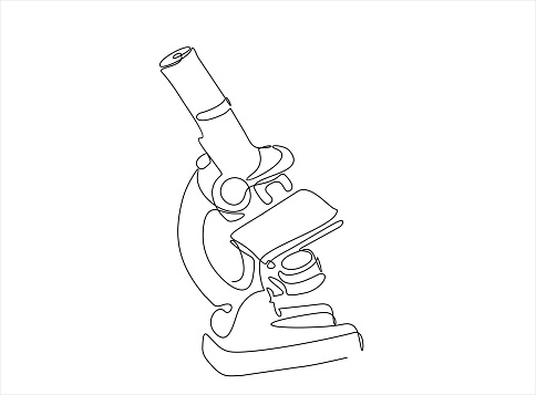 Continuous One Line Drawing Of Microscope Laboratory Microscope Line ...