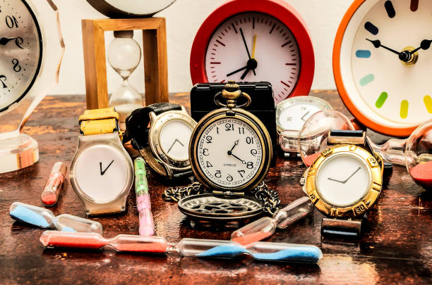 istock A collection of clocks and watches on a table 2192838967