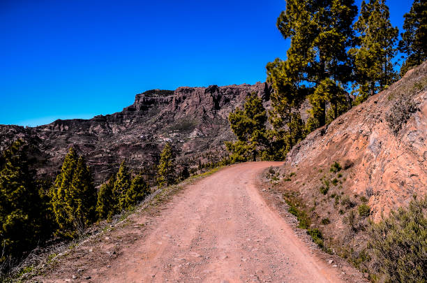 istock A dirt road winds up a hillside with trees in the background 2192842133