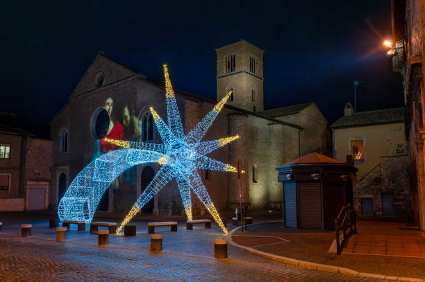 Terni, Umbria, Italy: The church of San Francesco, overlooking the square of the same name in the historic center of Terni during the Christmas holidays