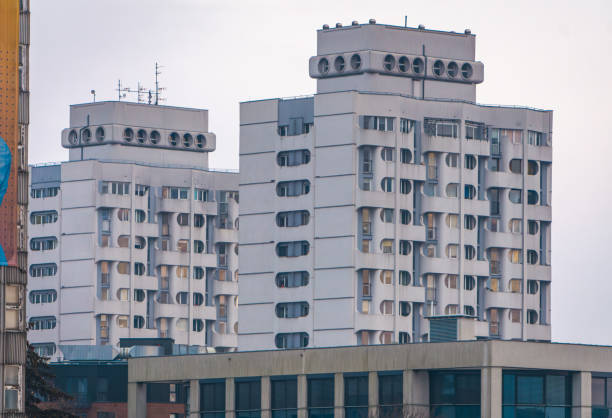 istock modern architecture, modern construction. large building in the city center. apartment blocks with an interesting original appearance in Poland 2192847116