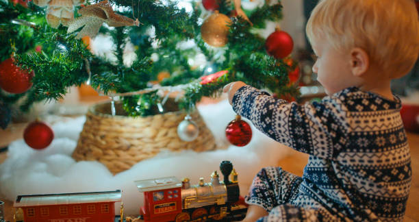 istock Joyful Young Boy Adorning Festive Christmas Tree 2192847241