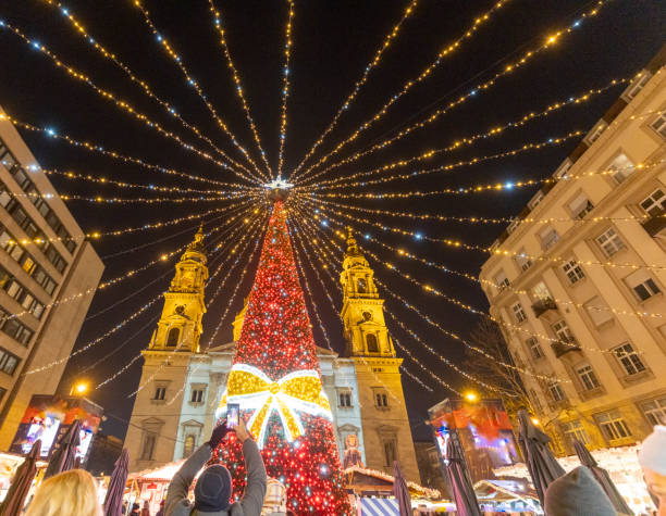 istock Illuminated Christmas Market in Budapest 2192847297