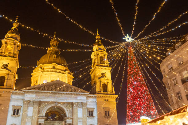 istock Illuminated Christmas Market in Budapest 2192847299
