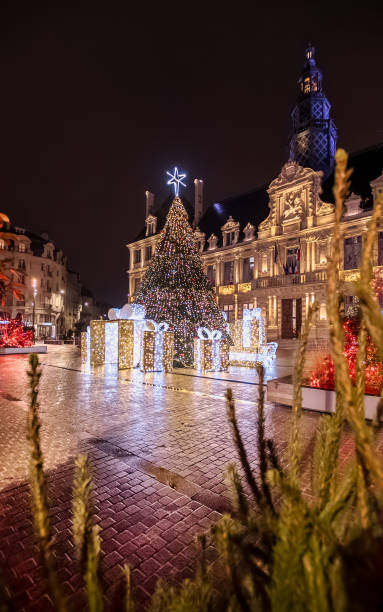 istock Christmas tree in front of Reims town hall at night 2192849949