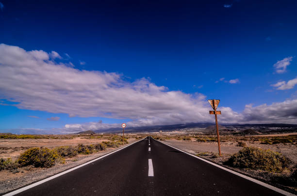 istock A long, empty road with a few trees in the background 2192850039
