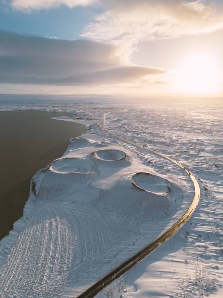 istock Aerial snowy landscape with craters in Iceland. 2192851808