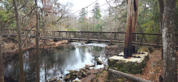 istock A tension bridge for pedestrians going over a river 2192853501
