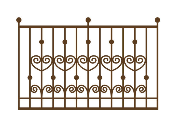 istock Balcony railing and fence fencing from stainless steel, iron. 2192856428