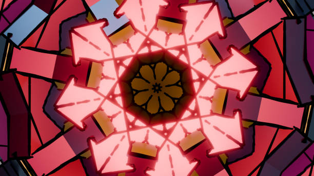 3D Render of Psychedelic Kaleidoscopic Design for Disco Themes