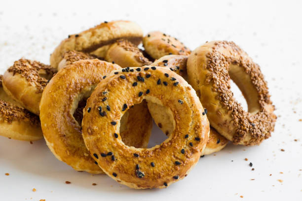 istock Two types of crispy sesame bagels 2192871565