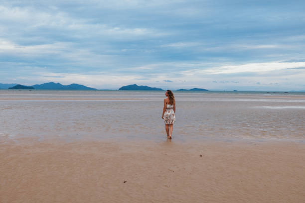 istock Lone Traveler on Tranquil Beach Under Vast Sky 2192871822