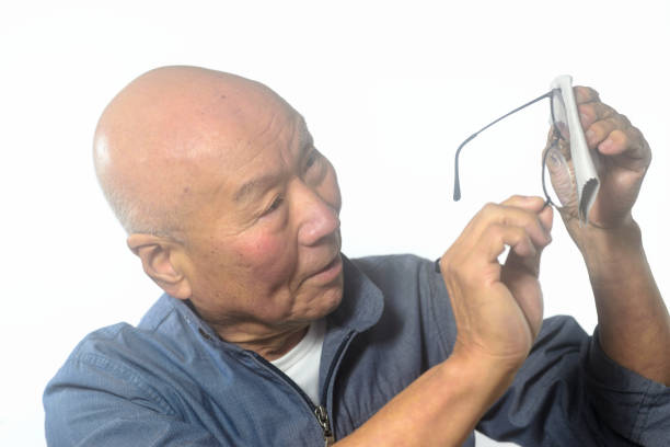 An Asian senior man relaxing at home