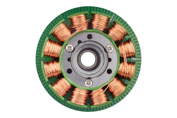 Top view of BLDC motor stator with copper windings