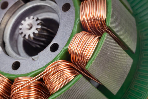 Close up of BLDC motor rotor and stator