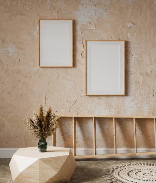 istock Interior mockup frame, cement wall poster empty in home design, vintage style in home design, interior design element mockup, blank frame 3d render 2192886528