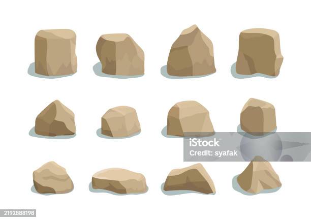 Eight Rocks Cartoon Rock Stone Big Set Cartoon Stock Illustration - Download Image Now ...