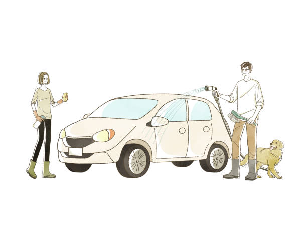 istock A man and a woman washing a car 2192890431