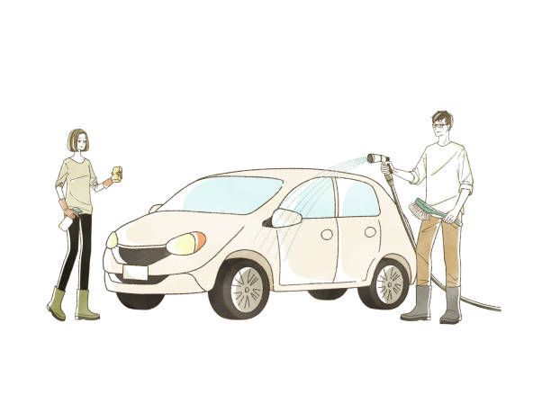 istock A man and a woman washing a car 2192890438