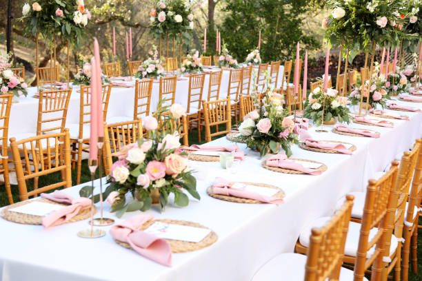 Intimate Outdoor Wedding Table Decor with Pastel Blooms