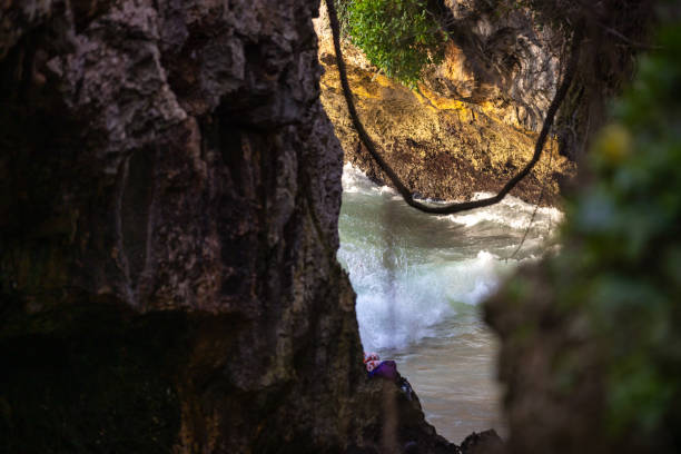 View from the cave to the sea and sky in Koh Samui, Thailand
