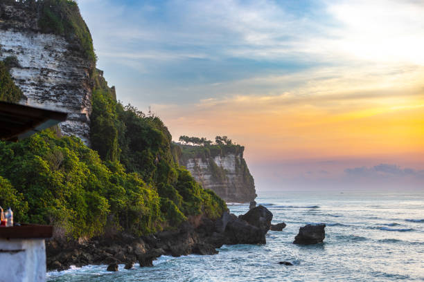Sunset view from Uluwatu beach, Bali Island.