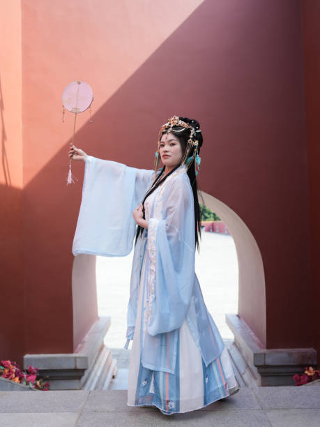 A woman experiencing Chinese Hanfu