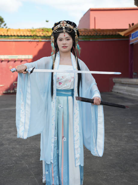 A woman experiencing Chinese Hanfu