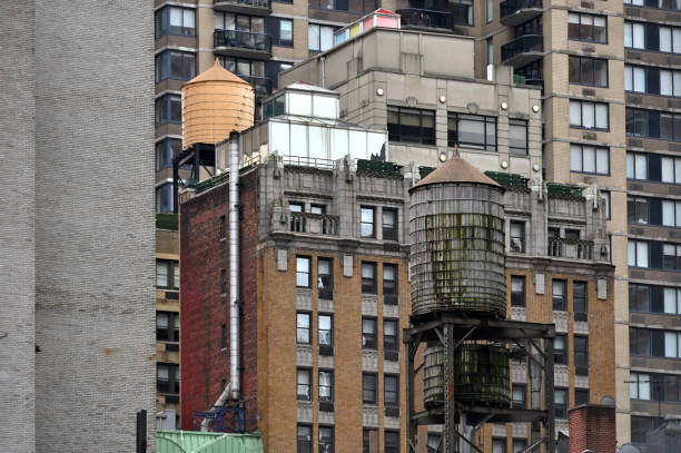 New York City - February 19, 2023: Typical new and old architecture of downtown in Manhattan, New York City, United States