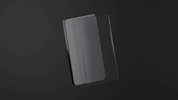 istock 3D model of mobile phone and protective glass on dark background 2192914185