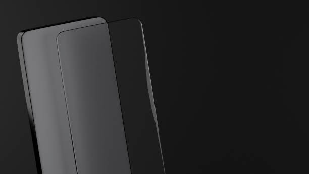 istock 3D model of mobile phone and protective glass on dark background 2192914195