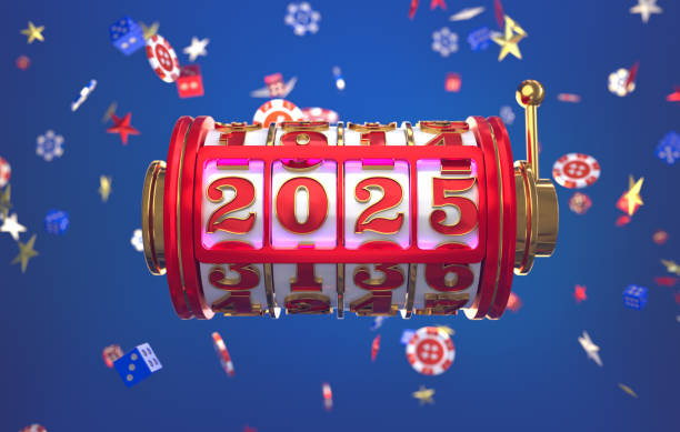 istock Slot Machine Spinning to 2025, Lucky Spin, New Year Countdown Concept 2192919912