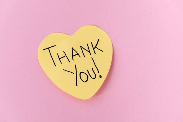 istock Yellow Heart-Shaped Post-It Note with Thank You 2192922396