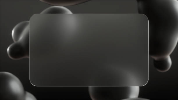 Abstract metaball shapes against a black background. The composition features a transparent rectangular overlay in the foreground, ideal for adding text or branding. Perfect for modern design projects, tech presentations, or creative visual content.