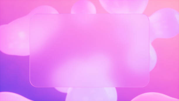 Abstract metaball shapes against a pink-violet background. The composition features a transparent rectangular overlay in the foreground, ideal for adding text or branding. Perfect for modern design projects, tech presentations, or creative visual content.
