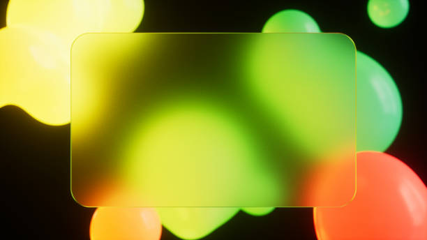 Abstract multicolored metaball shapes against a black background. The composition features a transparent rectangular overlay in the foreground, ideal for adding text or branding. Perfect for modern design projects, tech presentations, or creative visual content.