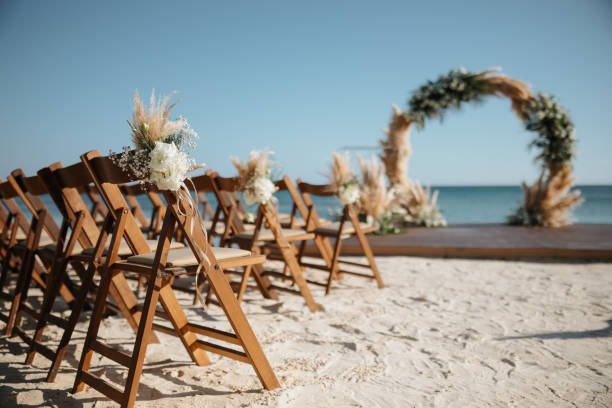 istock Beautiful wedding arch on the beach 2192927442