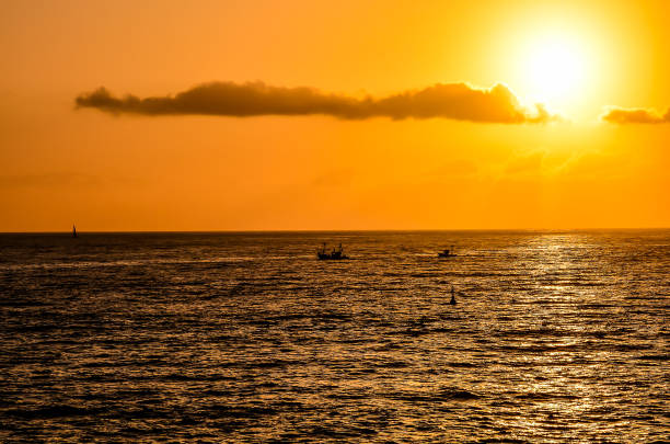 istock The sun is setting over the ocean, casting a warm glow on the water 2192929264