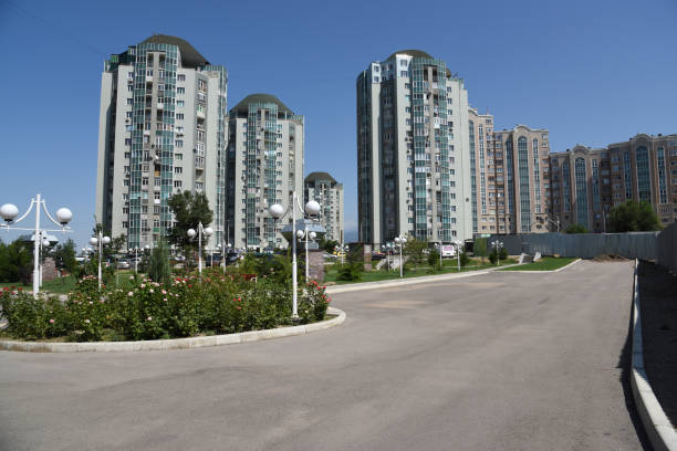 Almaty with some huge residential builidings. Captured during spring season.