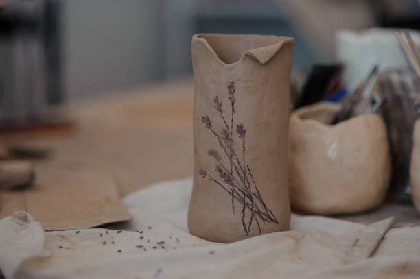 Artistic Handcrafted Pottery with Floral Design