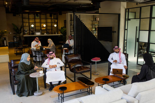 istock Saudi business people sitting at cafe 2192933549