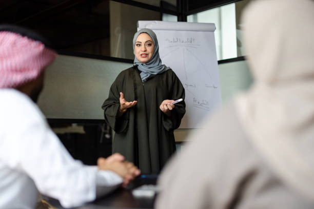 istock Middle Eastern female professional giving presentation in office 2192933554