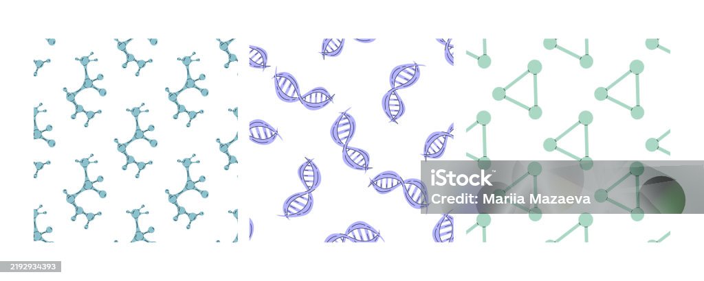 Dna Patterns Simple Seamless Patterns With Molecules Dna Strands And Geometric Connections ...