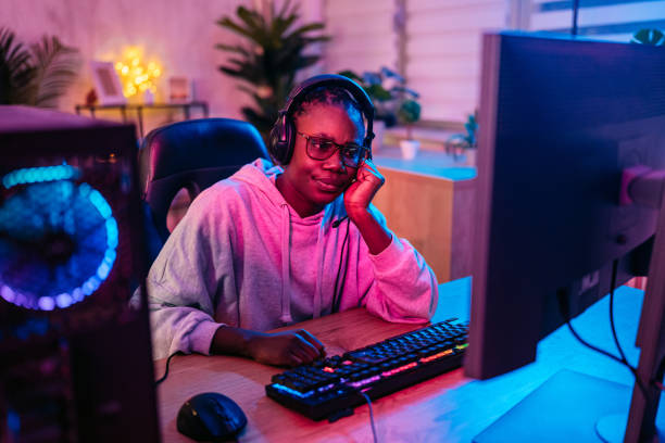 istock Young Black Woman Losing While Playing A Video Game On Her Desktop PC 2192938011
