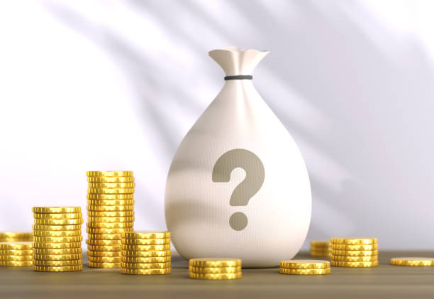Coins And Question Mark Money Bag. Finance Concept.