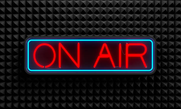 istock Red neon on air sign on black geometric background 2192945812