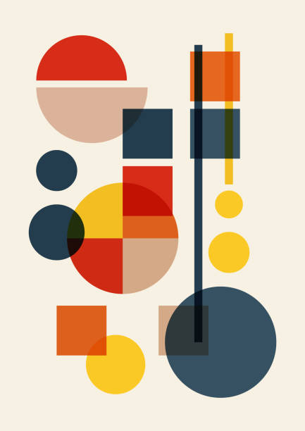 istock Abstract mid century colorful poster with geometric shapes. Modern primitive minimalist flat art 2192946904