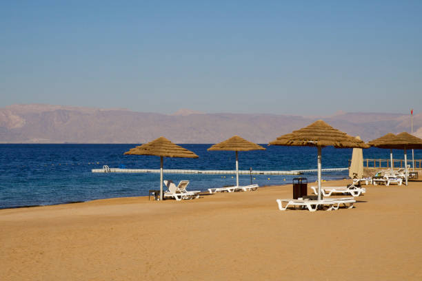 istock Relax on the beach with umbrellas and sun loungers 2192953476
