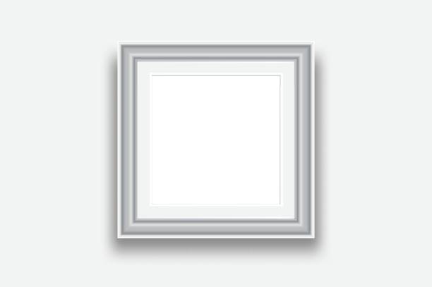 istock Realistic Square blank plastic or wood frame photo mockup. Empty  wall photo framing template isolated on background. Vector mockup for picture, painting, poster, photographs or art gallery 2192954765