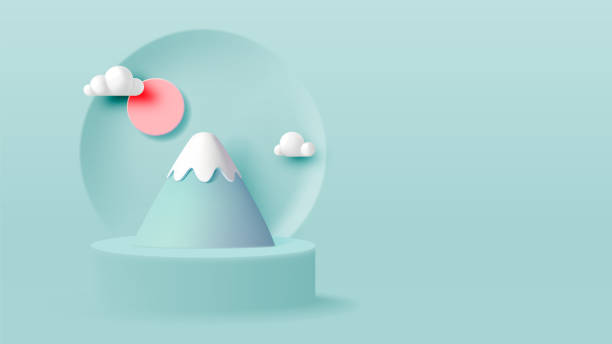 istock Minimalist Mountain Fuji Scene with Sunrise and Clouds in Pastel Colors 2192954811